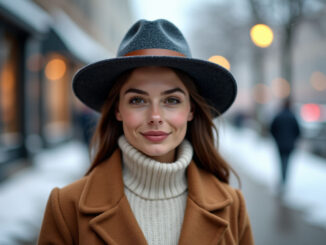 femme avec un chapeau en hiver