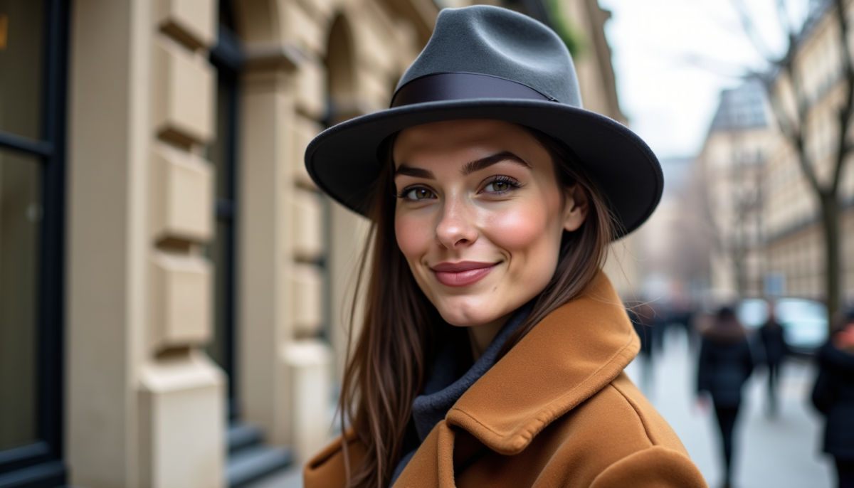 femme qui porte un chapeau en ville